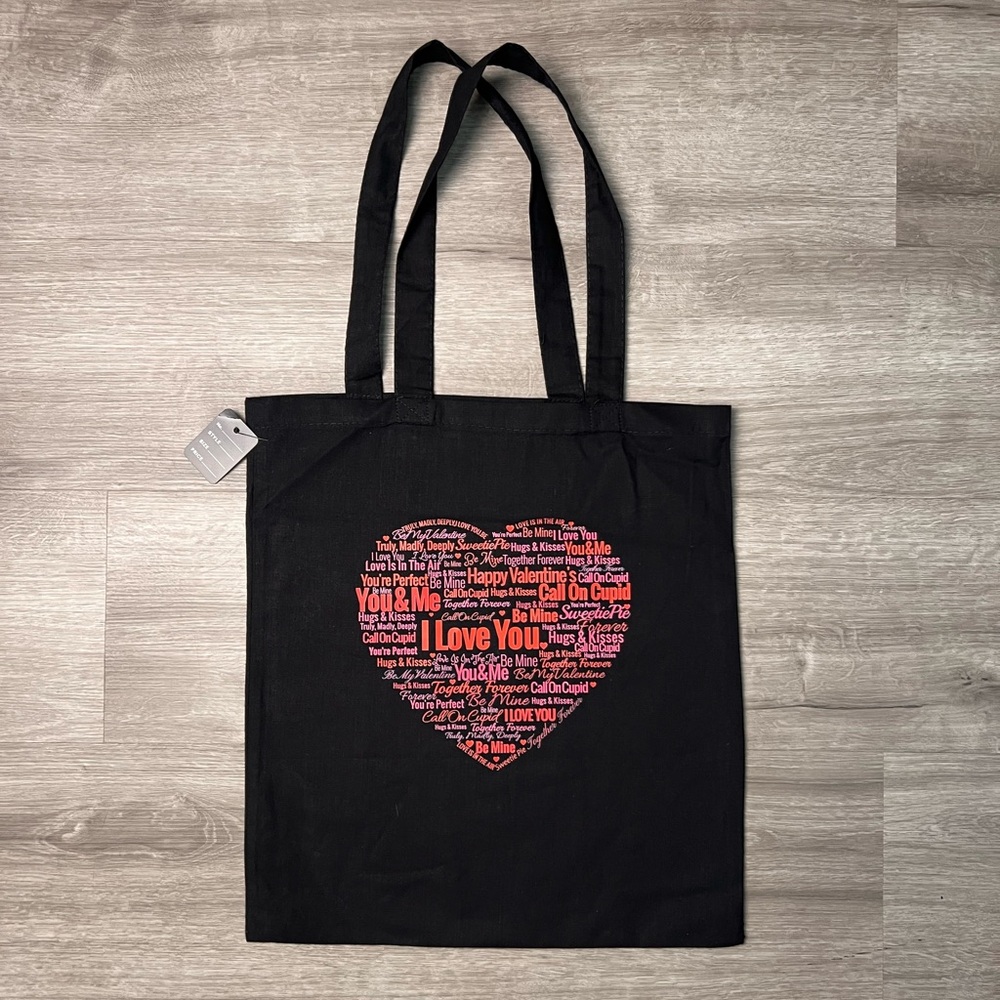 Valentine’s Heart Black Tote Bag